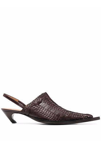 Charlotte Knowles JST STRAP BACK MULES - DARK BROWN WEAVED - Marrone