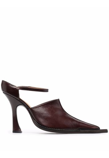 Charlotte Knowles SERPENT ANKLE STRAP HEELS - DARK BROWN LEATHER - Marrone