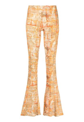 Charlotte Knowles Marble-print flared trousers - Arancione