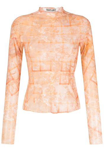 Charlotte Knowles Marble-print mesh top - Arancione