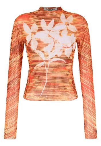 Charlotte Knowles Hard Stripes-print slim-fit top - Arancione