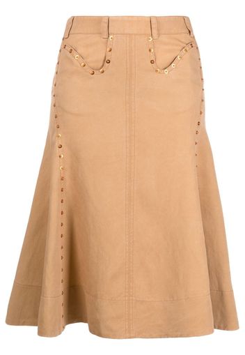 Charlotte Knowles stud-embellished denim skirt - Marrone