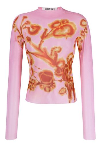 Charlotte Knowles floral-print mesh top - Rosa