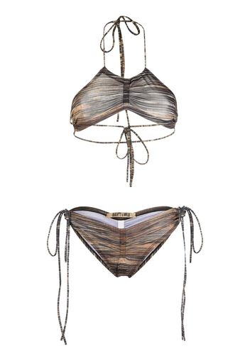 Charlotte Knowles stripe print bikini - Marrone