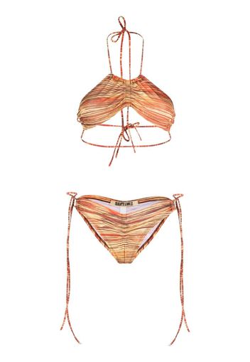 Charlotte Knowles horizontal-stripe bikini - Rosso