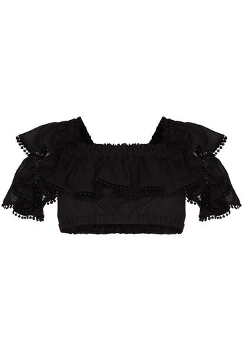 Charo Ruiz Ibiza CHARO RUIZ CATA OFF SHLDR CROP TOP RUFFL - Nero