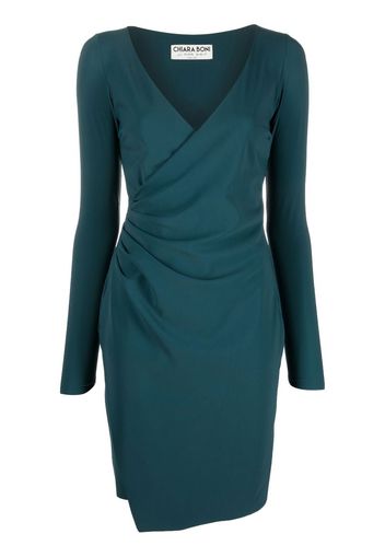 CHIARA BONI La Petite Robe gathered long-sleeve minidress - Verde