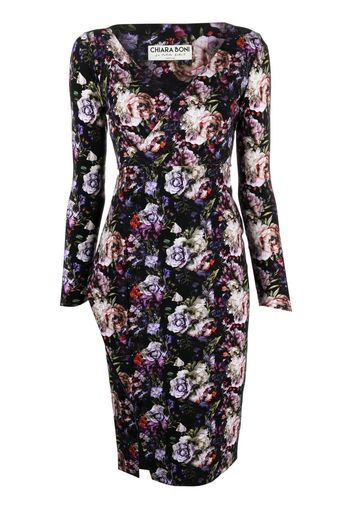 CHIARA BONI La Petite Robe floral-print bodycon wrap dress - Nero