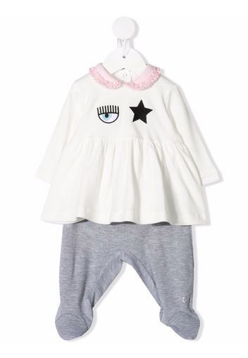 Chiara Ferragni Kids embroidered cotton blouse and trouser set - Bianco