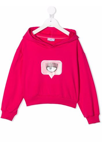 Chiara Ferragni Kids logo-print cotton hoodie - Rosa