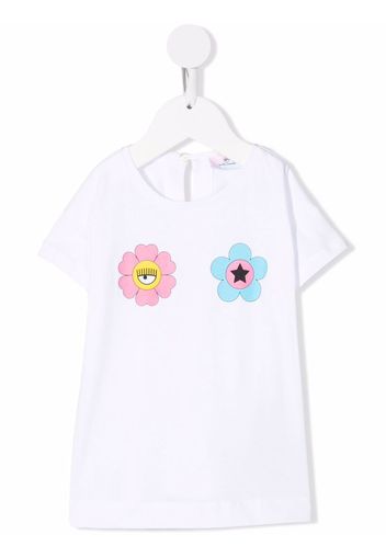 Chiara Ferragni Kids T-shirt a fiori - Bianco