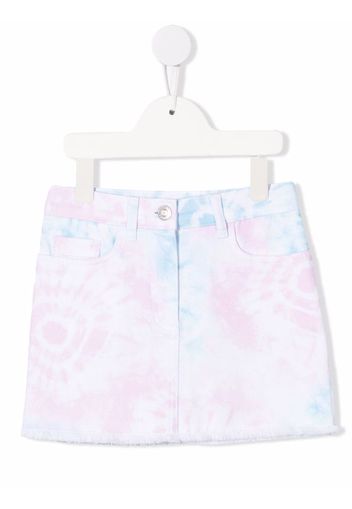 Chiara Ferragni Kids Gonna denim con fantasia tie dye - Bianco