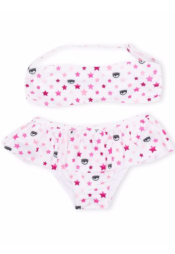 Chiara Ferragni Kids Set bikini con stampa - Bianco