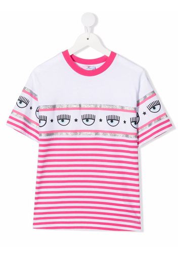 Chiara Ferragni Kids T-shirt a righe - Bianco