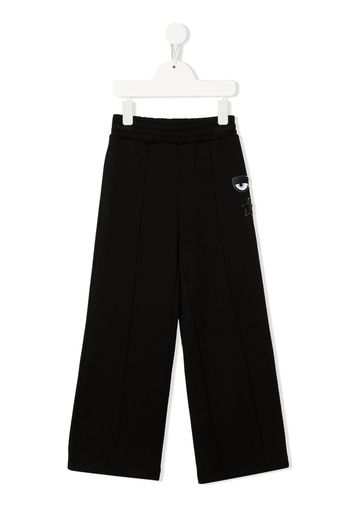 Chiara Ferragni Kids Pantaloni Wink con applicazione - Nero