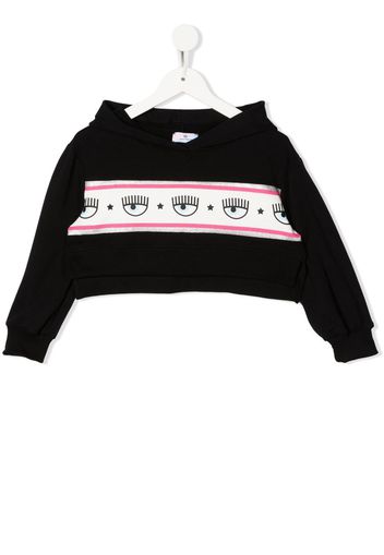 Chiara Ferragni Kids logo-print cropped hoodie - Nero