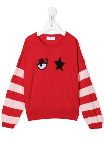 Chiara Ferragni Kids Eye-print crew neck sweatshirt - Rosso