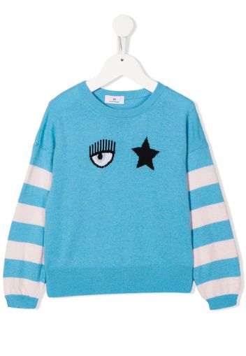 Chiara Ferragni Kids Felpa girocollo con stampa Eye - Blu