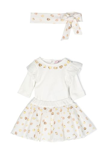Chiara Ferragni Kids Eyelike-print skirt set - Bianco