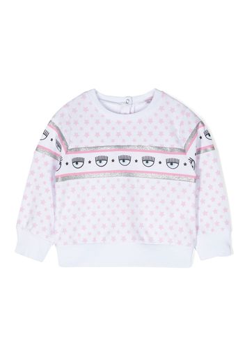 Chiara Ferragni Kids Felpa Logomania con glitter - Bianco