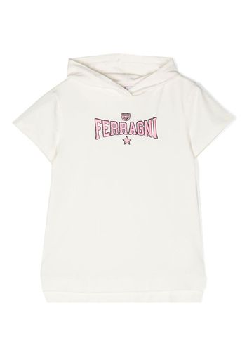 Chiara Ferragni Kids embroidered-logo hooded dress - Bianco