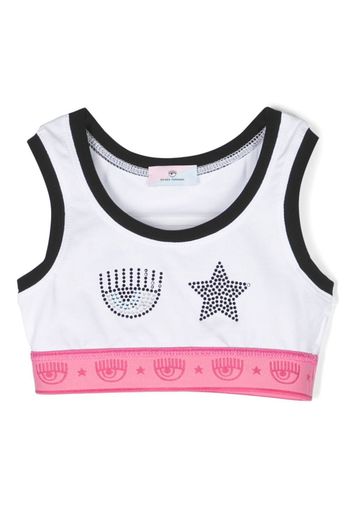 Chiara Ferragni Kids rhinestone-embellished cropped top - Bianco