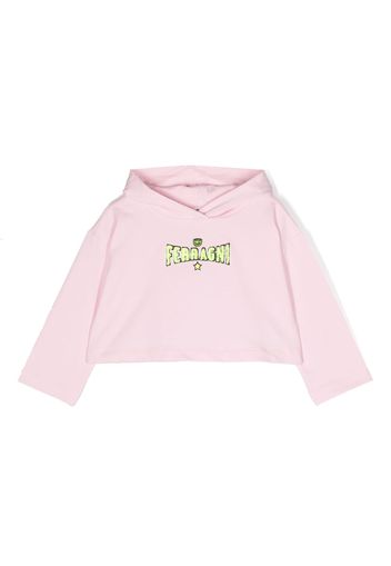 Chiara Ferragni Kids logo-embroidered stretch-cotton hoodie - Rosa