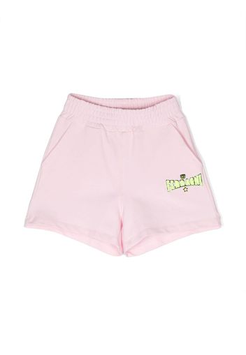 Chiara Ferragni Kids embossed-logo cotton shorts - Rosa