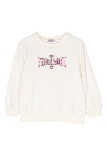 Chiara Ferragni Kids logo-embroidered stretch-cotton sweatshirt - Bianco