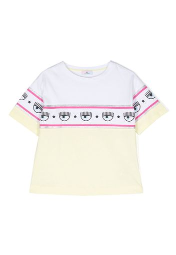 Chiara Ferragni Kids logo-stripe cotton T-shirt - Giallo
