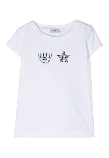 Chiara Ferragni Kids embellished cotton T-shirt - Bianco