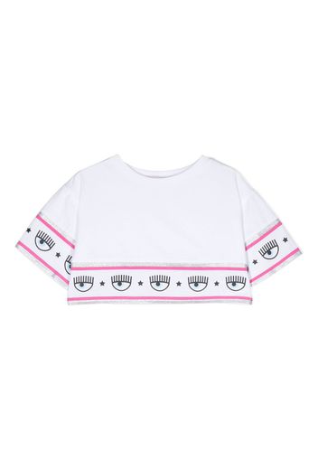 Chiara Ferragni Kids logo-stripe cotton T-shirt - Bianco