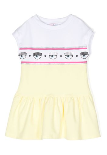 Chiara Ferragni Kids logo-stripe casual dress - Giallo