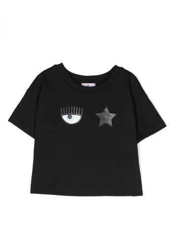 Chiara Ferragni Kids Eyelike-print cotton T-shirt - Nero