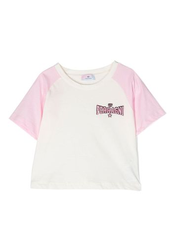 Chiara Ferragni Kids logo-print two-tone T-shirt - Bianco