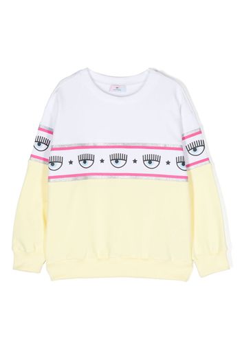 Chiara Ferragni Kids Eyelike logo-tape sweatshirt - Bianco