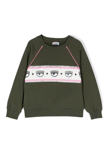 Chiara Ferragni Kids Felpa con stampa Eyelike - Verde