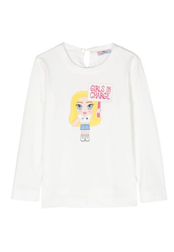 Chiara Ferragni Kids Top a maniche lunghe con stampa grafica - Bianco