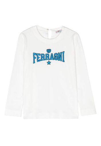 Chiara Ferragni Kids Top a maniche lunghe con stampa - Bianco