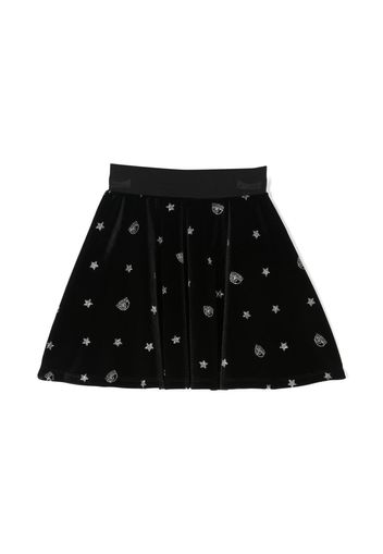 Chiara Ferragni Kids Gonna plissettata con logo - Nero