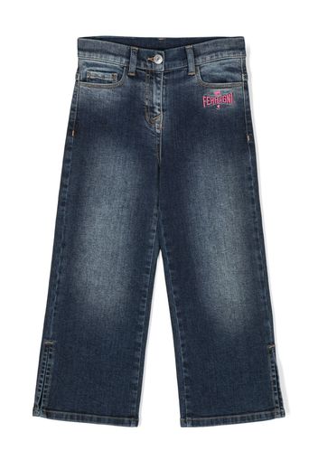 Chiara Ferragni Kids Jeans dritti con ricamo - Blu