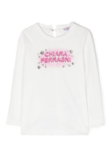 Chiara Ferragni Kids Felpa con stampa - Bianco