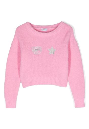 Chiara Ferragni Kids Felpa con ricamo - Rosa