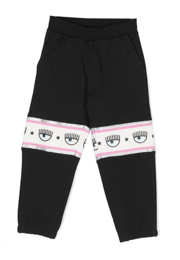 Chiara Ferragni Kids Eyelike-motif stretch-cotton track pants - Nero