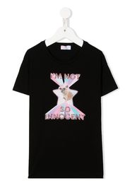 Chiara Ferragni Kids T-shirt con scritta di glitter - Nero