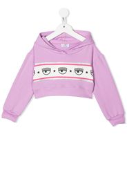 Chiara Ferragni Kids Felpa crop con stampa - Viola