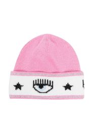 Chiara Ferragni Kids Eyelike-motif knitted beanie - Rosa