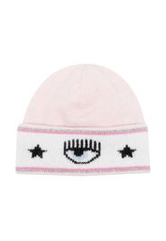 Chiara Ferragni Kids Eyelike-motif knitted beanie - Rosa