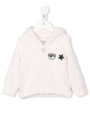 Chiara Ferragni Kids Eyestar plush-knit zip-up hoodie - Rosa