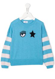 Chiara Ferragni Kids Felpa girocollo con stampa Eye - Blu